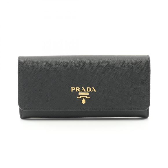 Prada Saffiano Metal Bifold Long Wallet Saffiano Leather Black - Picture 1 of 5